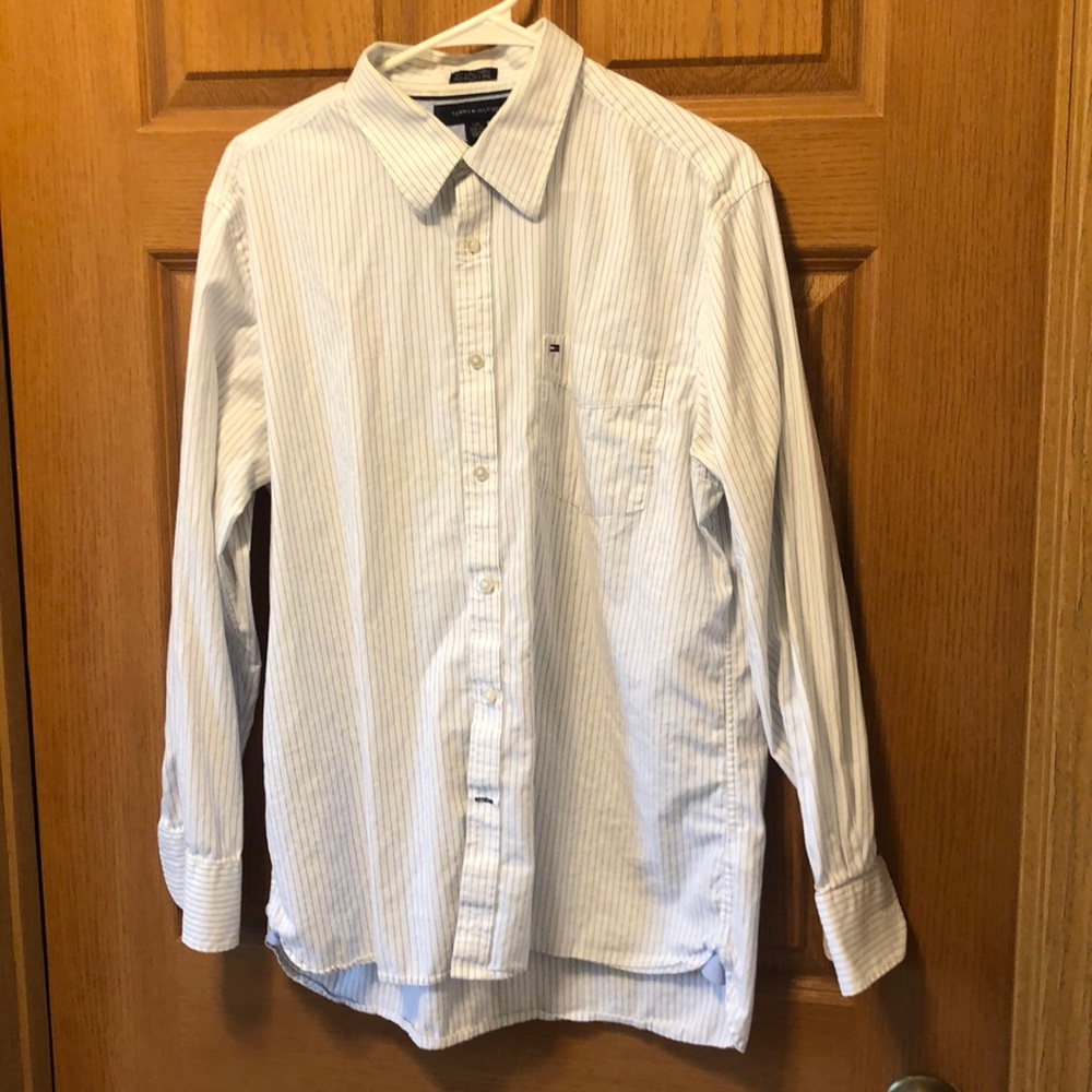 Tommy Hilfiger white blue striped button down